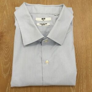 Uniqlo Men’s Long Sleeve Non Iron Slim Fit Blue Striped Shirt Size 3XL - M110